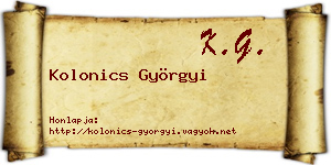 Kolonics Györgyi névjegykártya